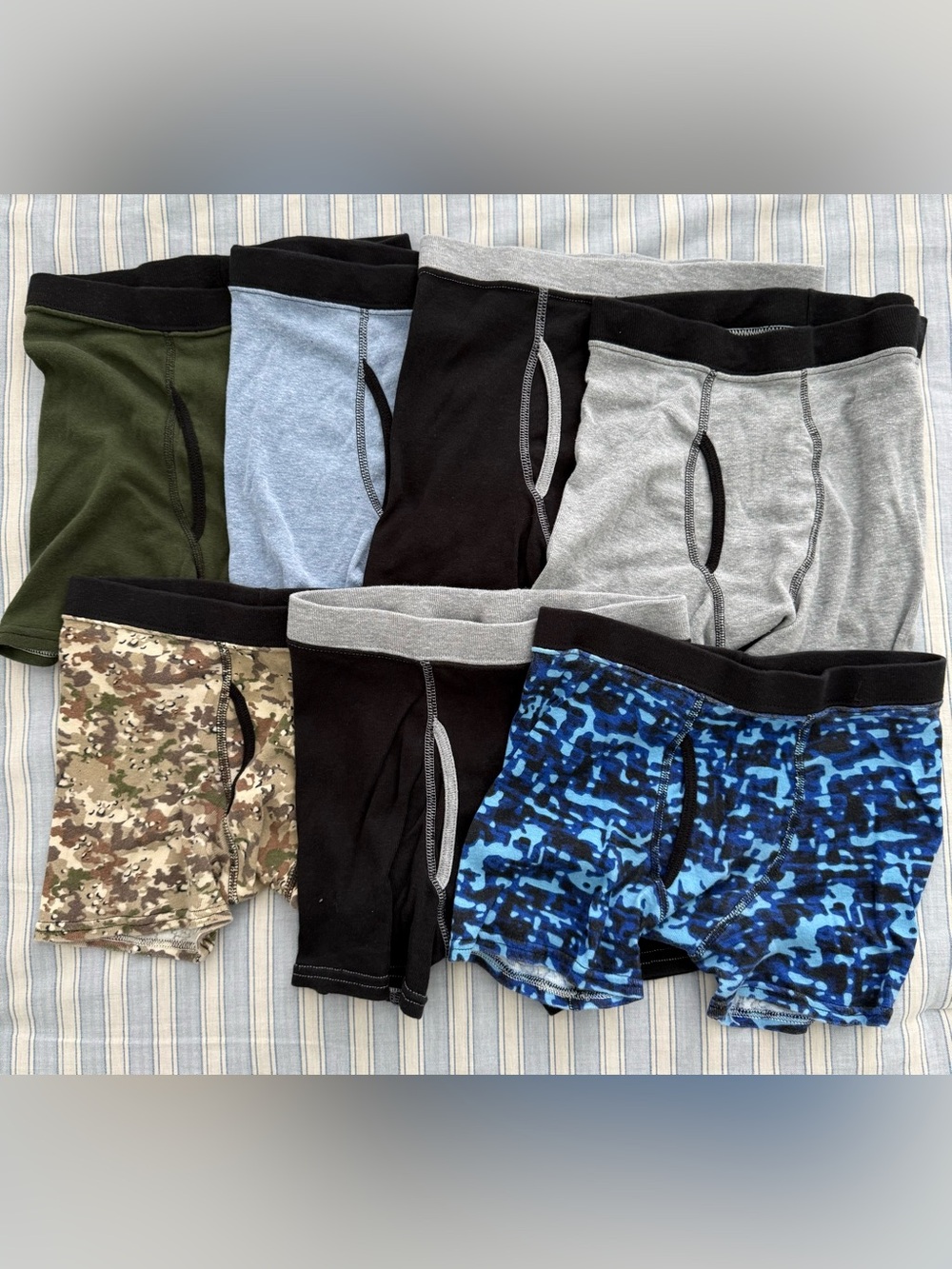 Hanes Kids Boxer Briefs - Olive Green, Light Blue, Black, Gray, Camo, Blue Camo